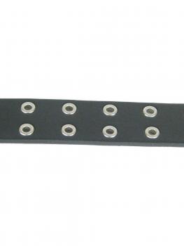 Preview: Doppelloch Nietengürtel unisex, einfach kürzbar, Schwarz Detail